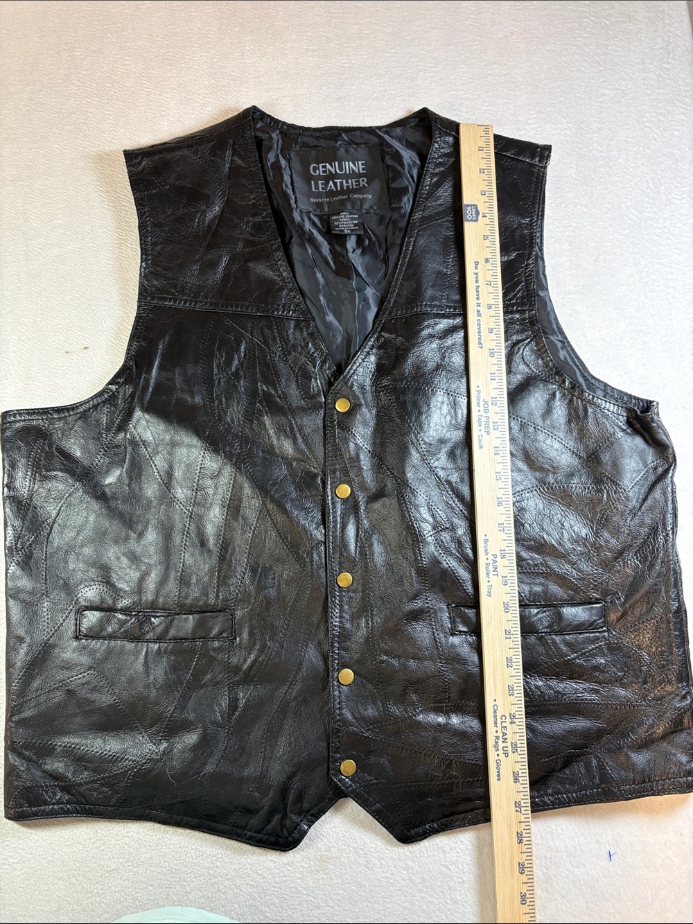 Genuine Leather Black Men's Snap Vest by Genuine Leather